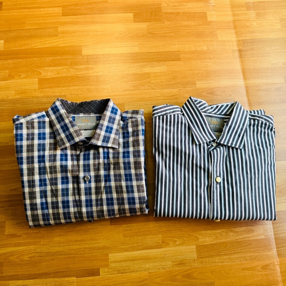 Thomas Dean plaid button down shirt bundle size boys 18/20 nwot cotton